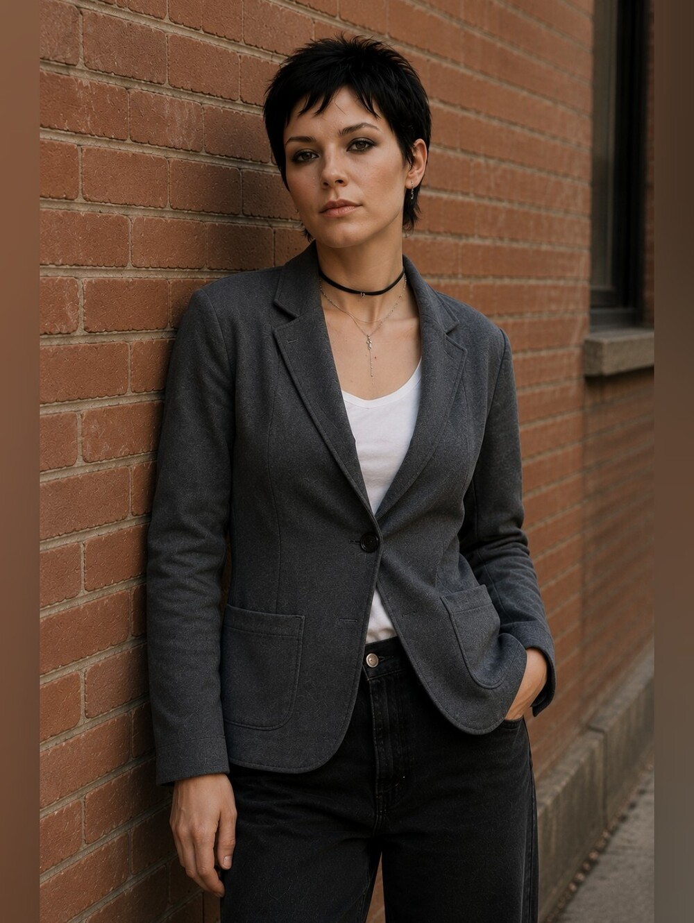 Lolë Grey Knit Sweatshirt Blazer - Size M